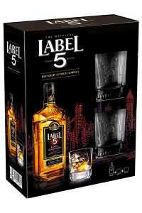 Label 5 Classic Black Blended Whisky + 2 szklanki | Zestaw | 0,7L | 40%