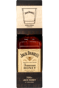 Jack Daniel's Honey Likier | Zestaw ze szklanką | 0,7L | 35%