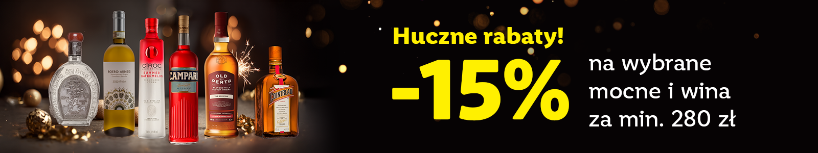 Wybrane alkohole -15 % przy rezerwacji za min. 280 zł na wybrane mocne i wina.