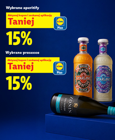 Tylko z Lidl Plus wybrane prosecco- 15% oraz wybrane aperitify -15%