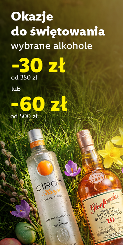 Wielkanoc - wybrane mocne i wina 30 zł rabatu przy min. 350 zł lub 60 zł przy min. 500 zł 