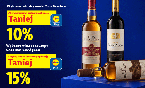  Wybrane whisky marki Ben Bracken -10% oraz wina ze szczepu Cabernet Sauvignon -15%