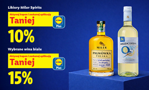 15 % taniej na wybrane wina białe i 10 % taniej na wybrane likeiry Miler Spirits!
