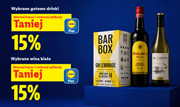 -15 % na wybrane wina białe i drinki tylko z Lidl Plus!