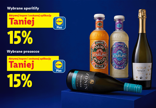 Tylko z Lidl Plus wybrane prosecco- 15% oraz wybrane aperitify -15%