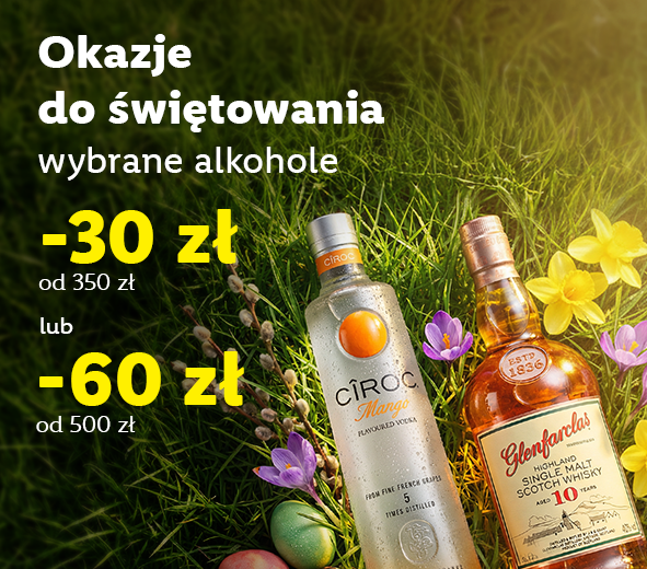 Wielkanoc - wybrane mocne i wina 30 zł rabatu przy min. 350 zł lub 60 zł przy min. 500 zł 