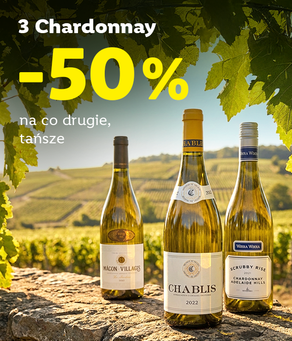 wybrane chardonnay: -50% na co 2 sztukę 