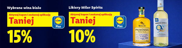 Wybrane wina białe -15% i likiery Miler Spirits - 10%
