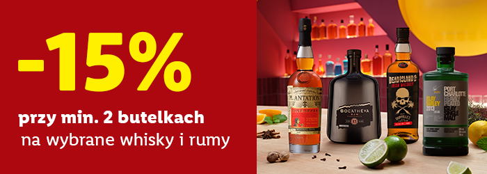 -15 % przy min. 2 butelkach na wybrane whisky i rumy!