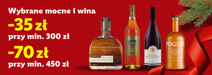 Wybrane alkohole -35 zł przy rezerwacji za min. 300 zł lub -70 zł przy rezerwacji za min. 450 zł!