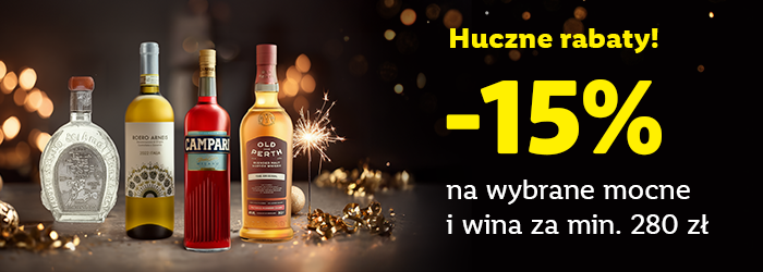 Wybrane alkohole -15 % przy rezerwacji za min. 280 zł na wybrane mocne i wina.