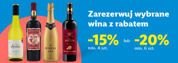 Wybrane wina przy rezerwacji min. 4 szt. -15% lub - 20% przy min. 6 szt.