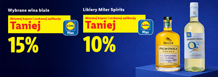 Wybrane wina białe -15% i likiery Miler Spirits - 10%