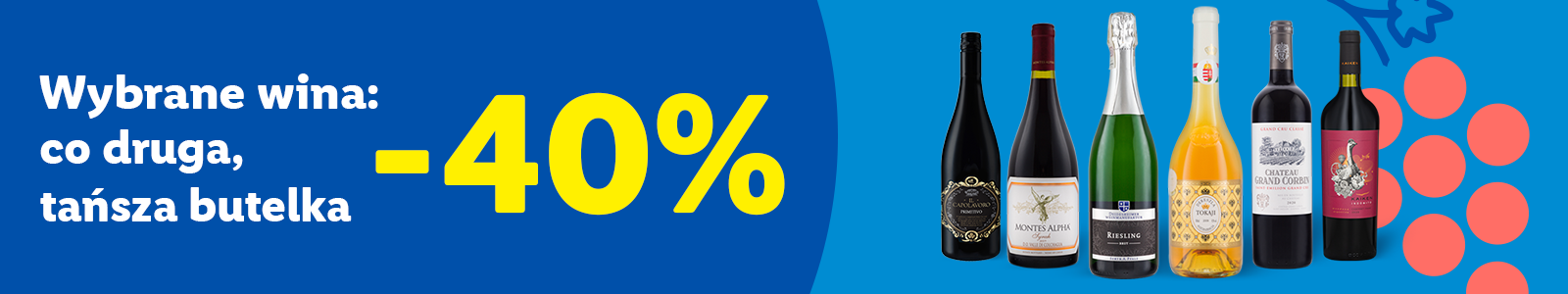 Wybrane wina: co druga, tańsza butelka -40%